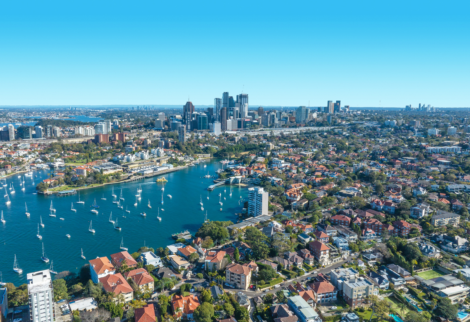 Aerial toward Neutral Bay