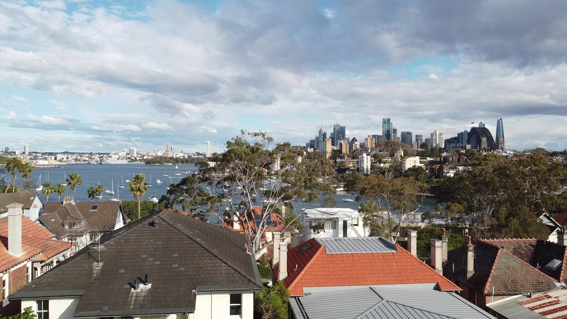 Outlook to Sydney Harbour and the city skyline